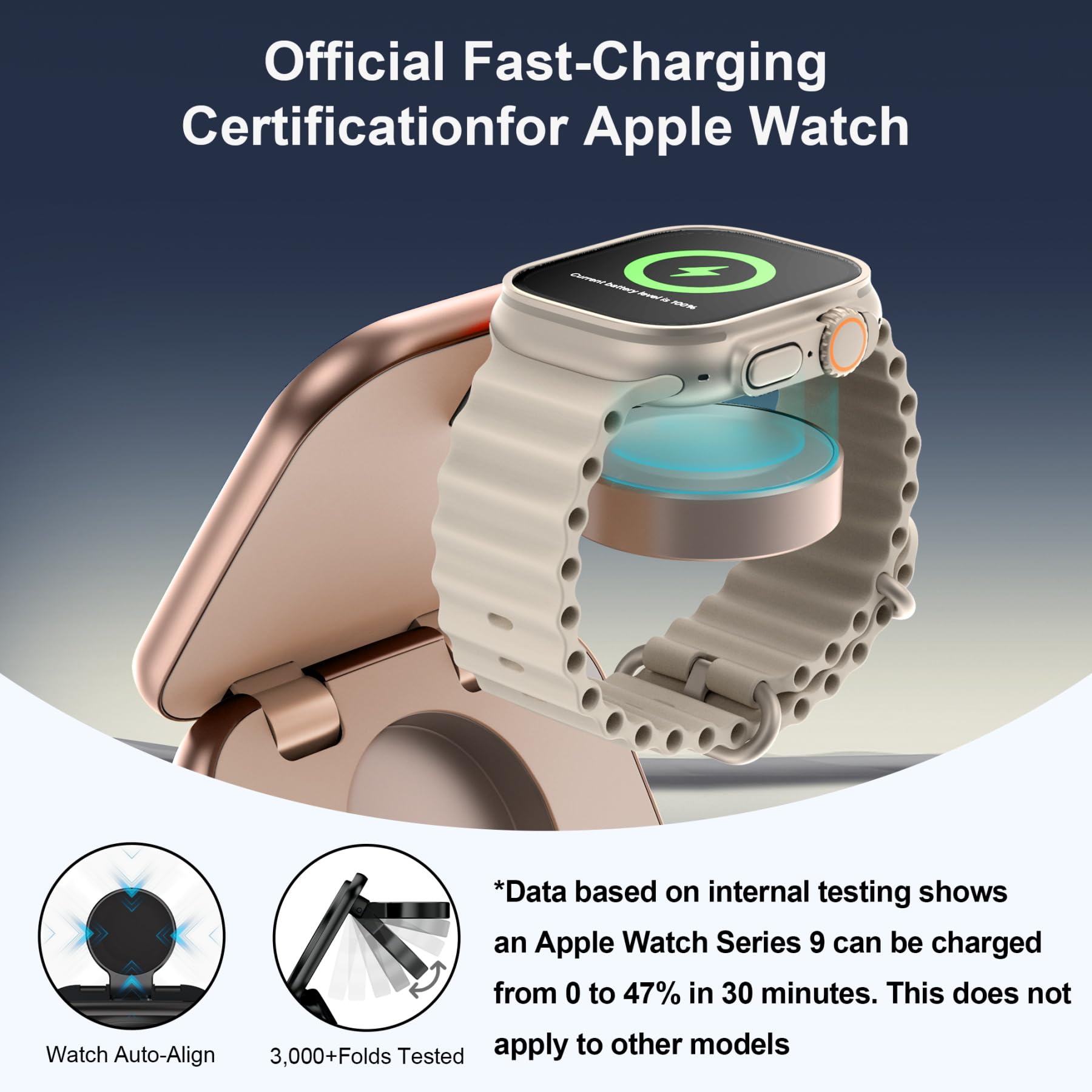 W7 Flip 5-in-1 Wireless Charger for Magsafe, Portable Charging Station, with 35W Adapter - Desert Titanium