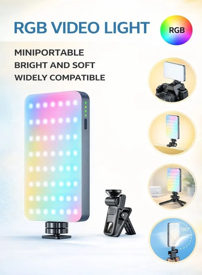 مصباح تصوير جيبي RGB ببطارية 3000mAh