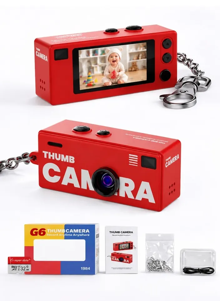 1080P Mini Keychain Camera · Red