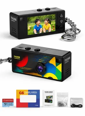 كاميرا كلاسيكية صغيرة 1080P سوداء مع شاشة 0.96 بوصة وبطاقة 32GB