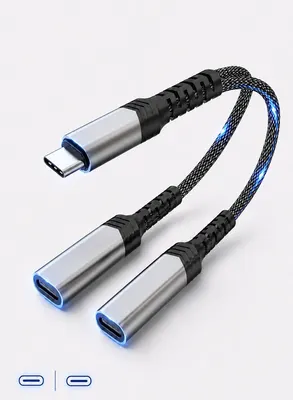موزع صوت USB-C مع شحن PD بقدرة 60W