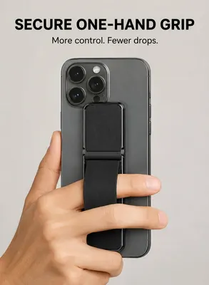 Ultra-Slim Phone Grip & Stand · Black — 2