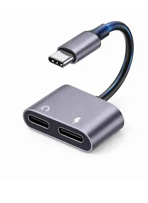 محول USB-C مزدوج للصوت والشحن PD بقدرة 60W