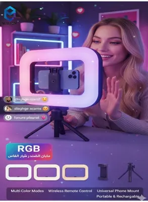 مصباح تصوير RGB بقدرة 20W وبطارية 8000mAh — 2