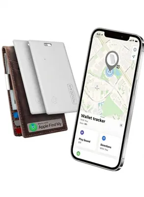 بطاقة تتبع للمحفظة متوافقة مع Apple Find My — أبيض، قطعتان