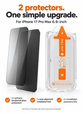 [2-Pack] Privacy Screen Protector for iPhone 17 Pro Max (6.9") — 2
