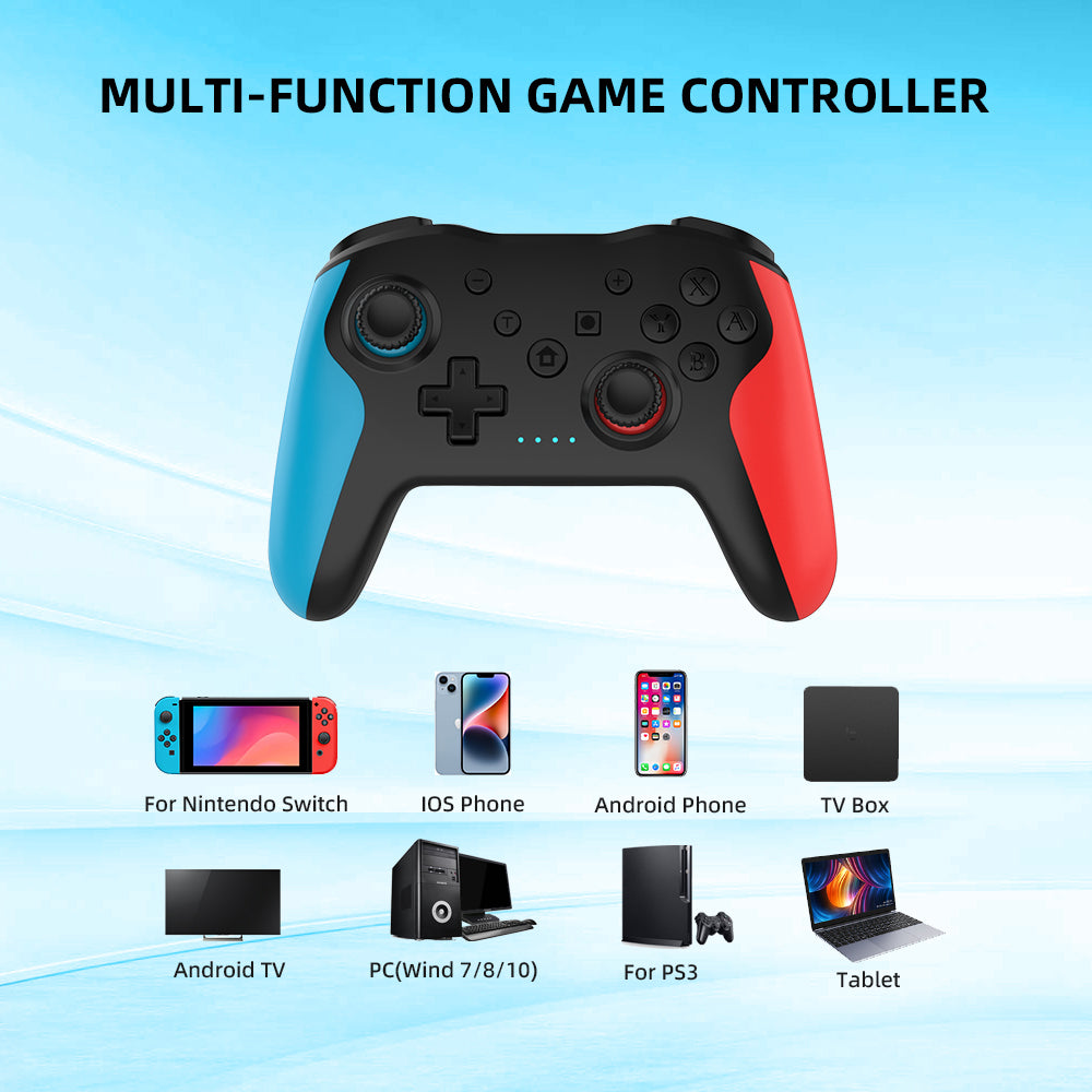 NEYECAM Bluetooth 4.0 Wireless Game Controller for Nintendo Switch / PC / Android – Turbo, Vibration, 6-Axis Gyro, Type-C Charging