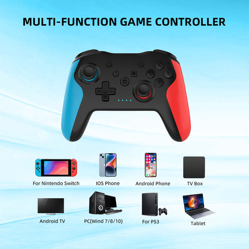 NEYECAM Bluetooth 4.0 Wireless Game Controller for Nintendo Switch / PC / Android – Turbo, Vibration, 6-Axis Gyro, Type-C Charging