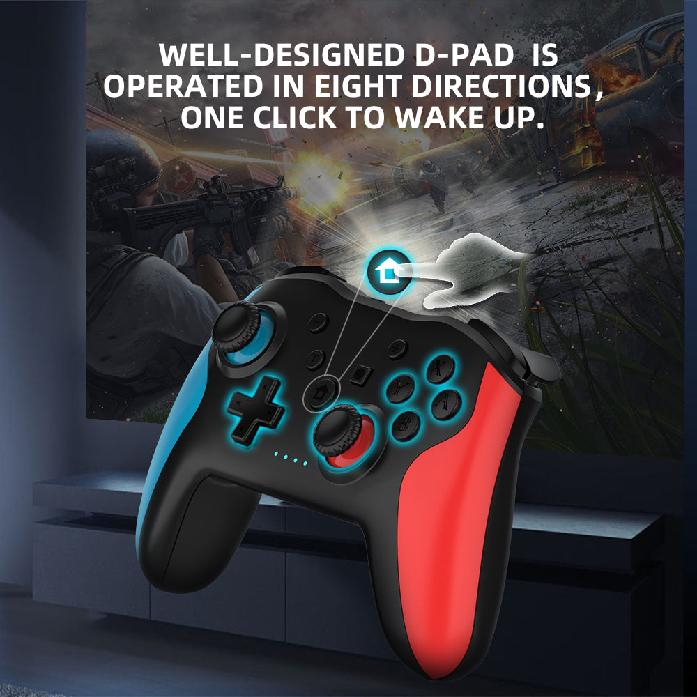 NEYECAM Bluetooth 4.0 Wireless Game Controller for Nintendo Switch / PC / Android – Turbo, Vibration, 6-Axis Gyro, Type-C Charging