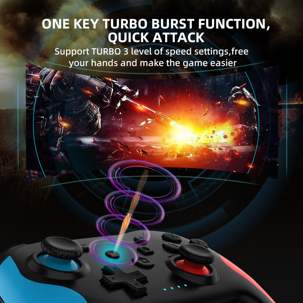 NEYECAM Bluetooth 4.0 Wireless Game Controller for Nintendo Switch / PC / Android – Turbo, Vibration, 6-Axis Gyro, Type-C Charging
