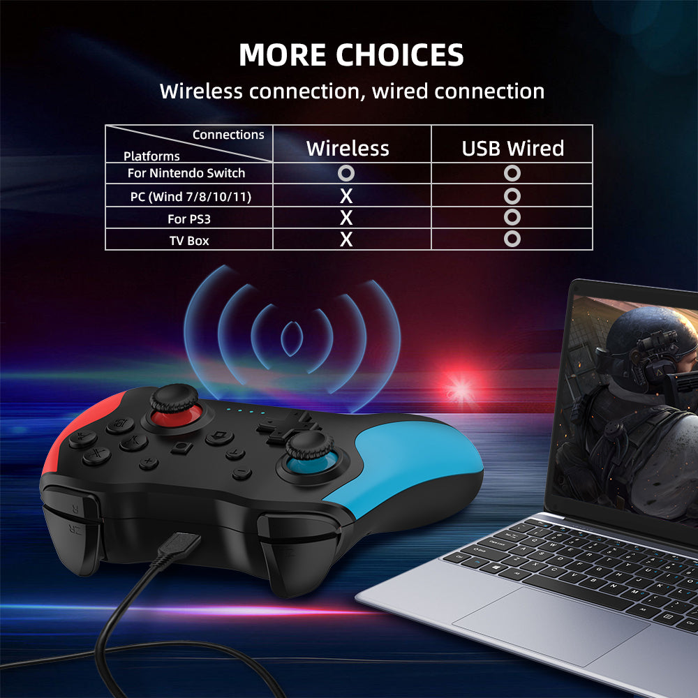 NEYECAM Bluetooth 4.0 Wireless Game Controller for Nintendo Switch / PC / Android – Turbo, Vibration, 6-Axis Gyro, Type-C Charging