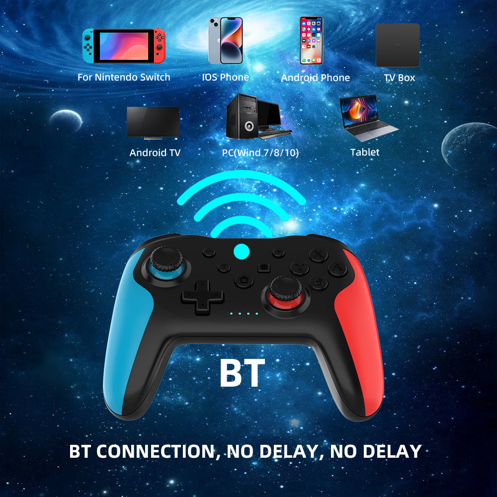 NEYECAM Bluetooth 4.0 Wireless Game Controller for Nintendo Switch / PC / Android – Turbo, Vibration, 6-Axis Gyro, Type-C Charging