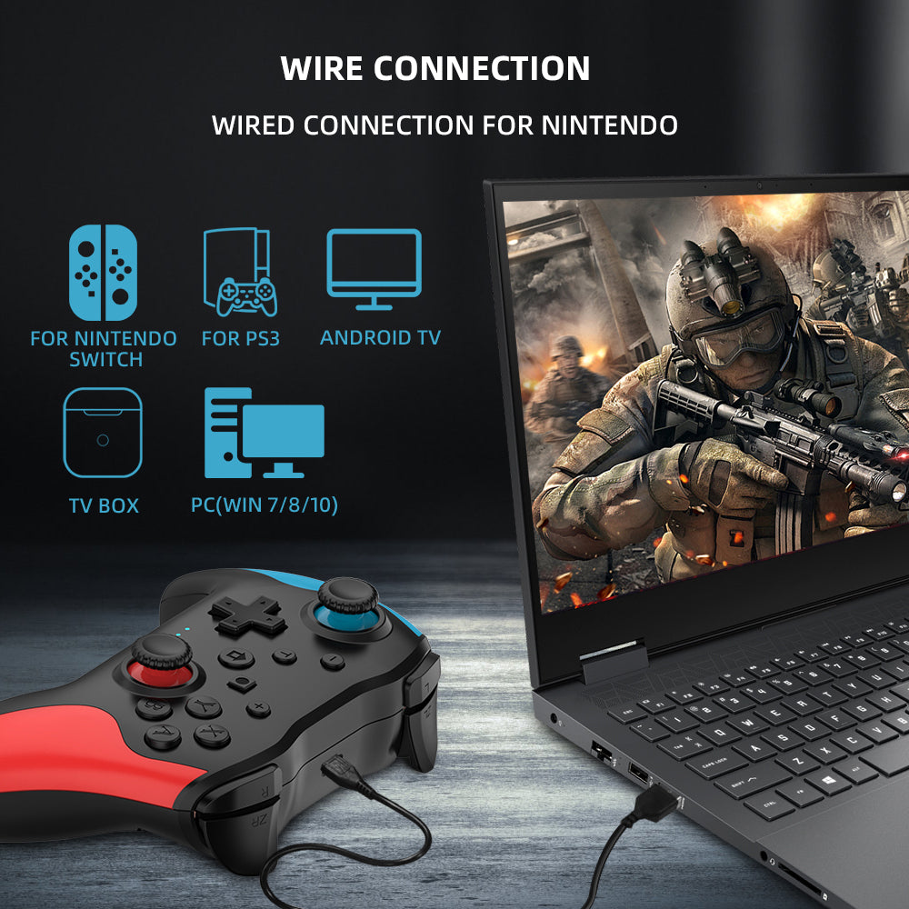 NEYECAM Bluetooth 4.0 Wireless Game Controller for Nintendo Switch / PC / Android – Turbo, Vibration, 6-Axis Gyro, Type-C Charging
