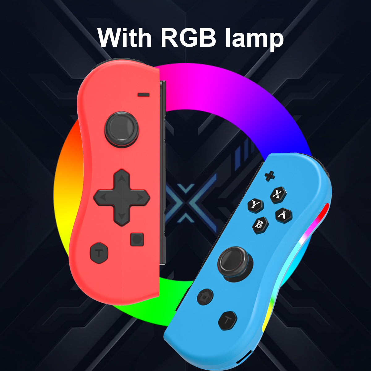 NEYECAM Wireless Bluetooth Controller for Nintendo Switch with RGB Light Dual Vibration and Motion Control