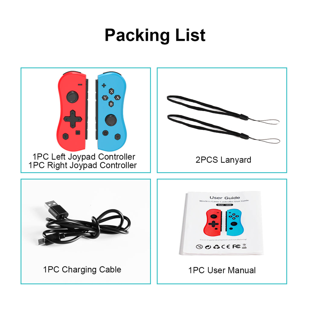 NEYECAM Wireless Bluetooth Controller for Nintendo Switch with RGB Light Dual Vibration and Motion Control