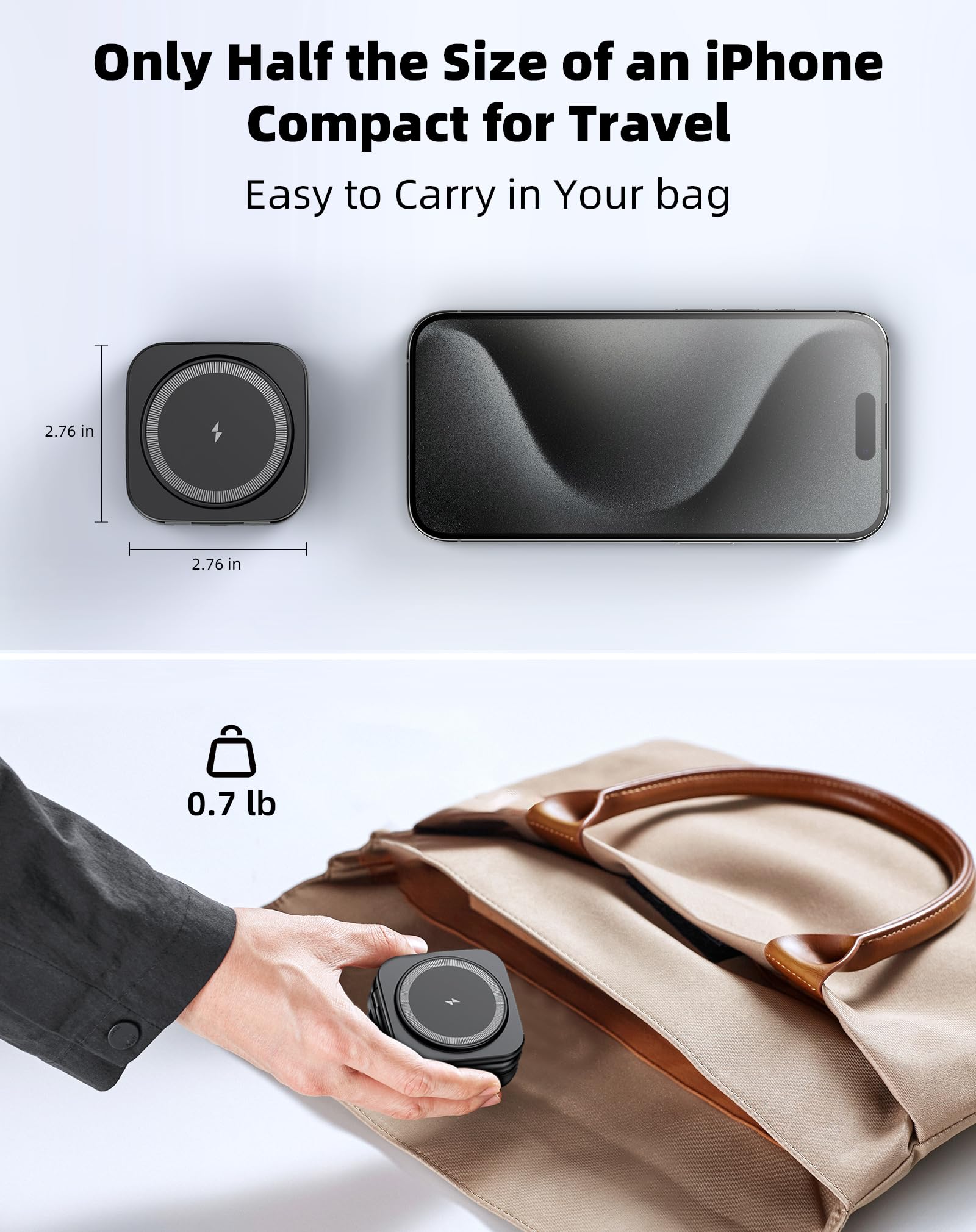 W7 Flip 5-in-1 Wireless Charger for Magsafe, Portable Charging Station, with 35W Adapter - Black