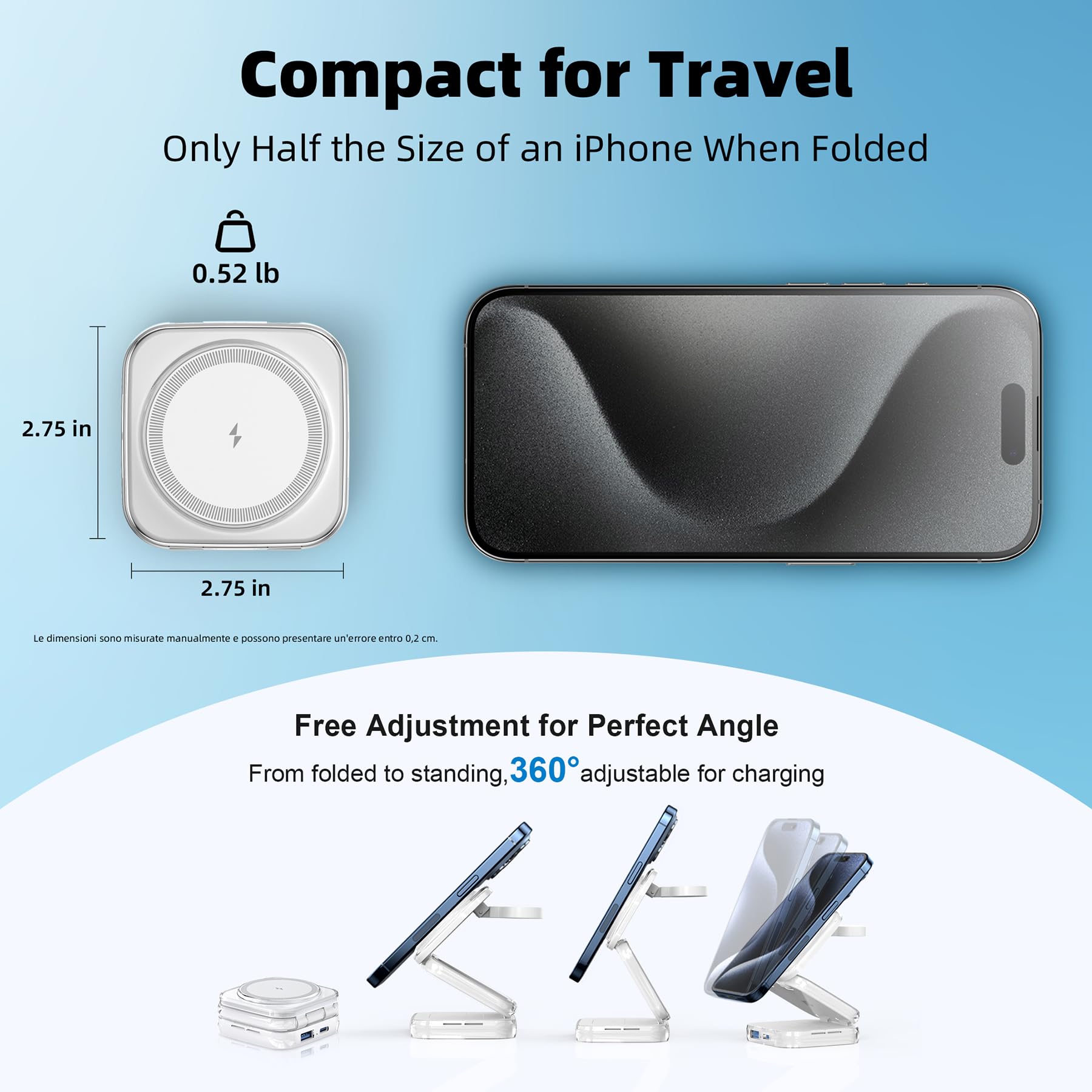 W7 Flip 5-in-1 Wireless Charger for Magsafe, Portable Charging Station, with 35W Adapter - WhiteCrystal