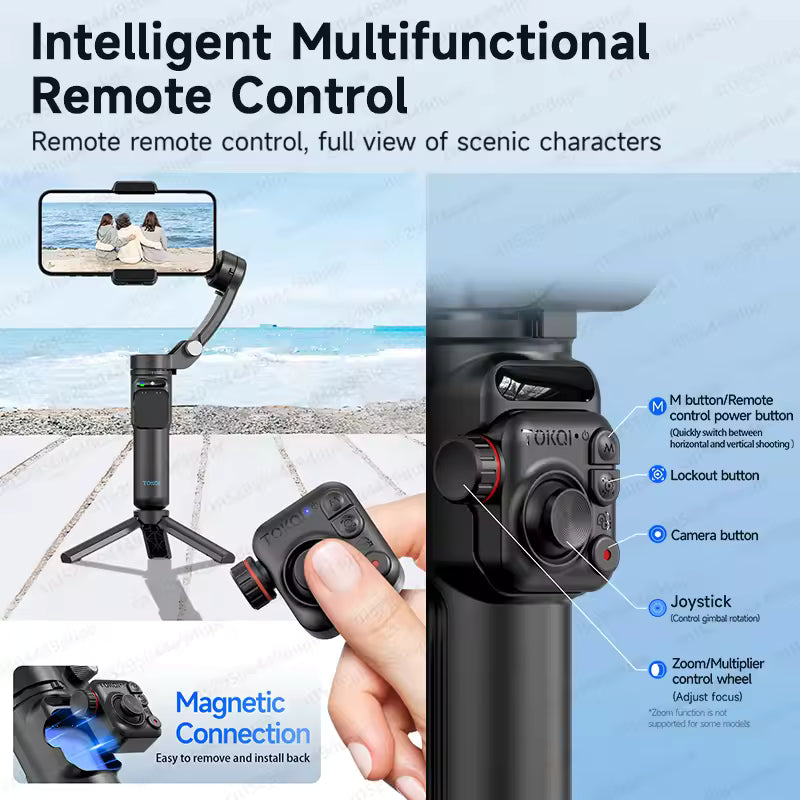 TOKQI-M02 Three-Axis Smart  Detachable Remote Control  AI Stabilizer