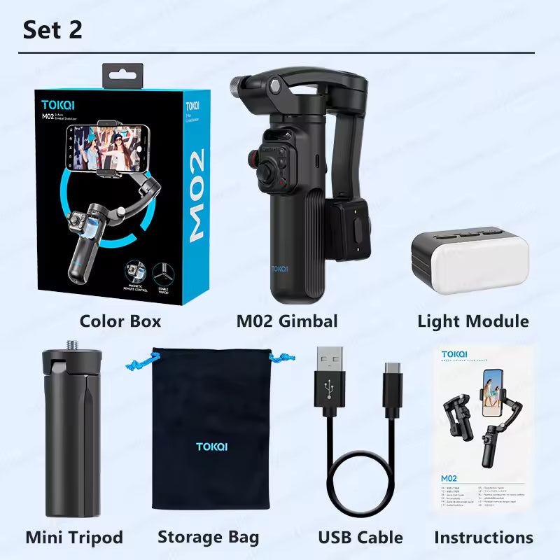TOKQI-M02 Three-Axis Smart  Detachable Remote Control  AI Stabilizer