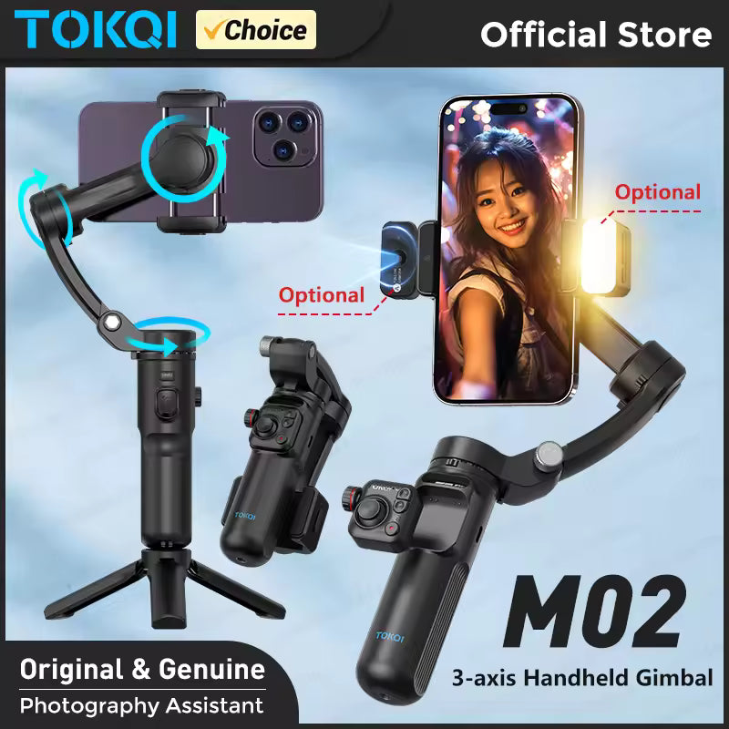 TOKQI-M02 Three-Axis Smart  Detachable Remote Control  AI Stabilizer