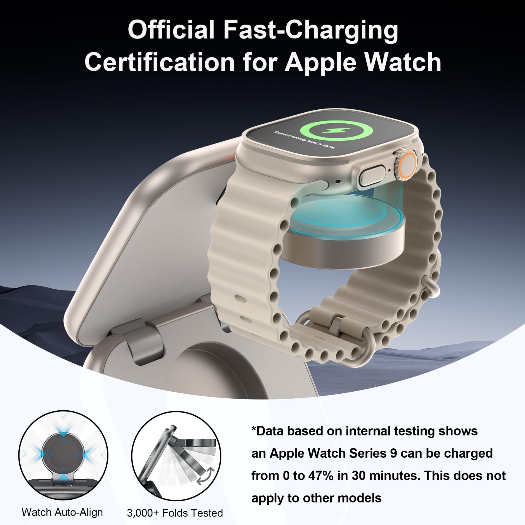 W7 Flip 5-in-1 Wireless Charger for Magsafe, Portable Charging Station, with 35W Adapter - Titanium
